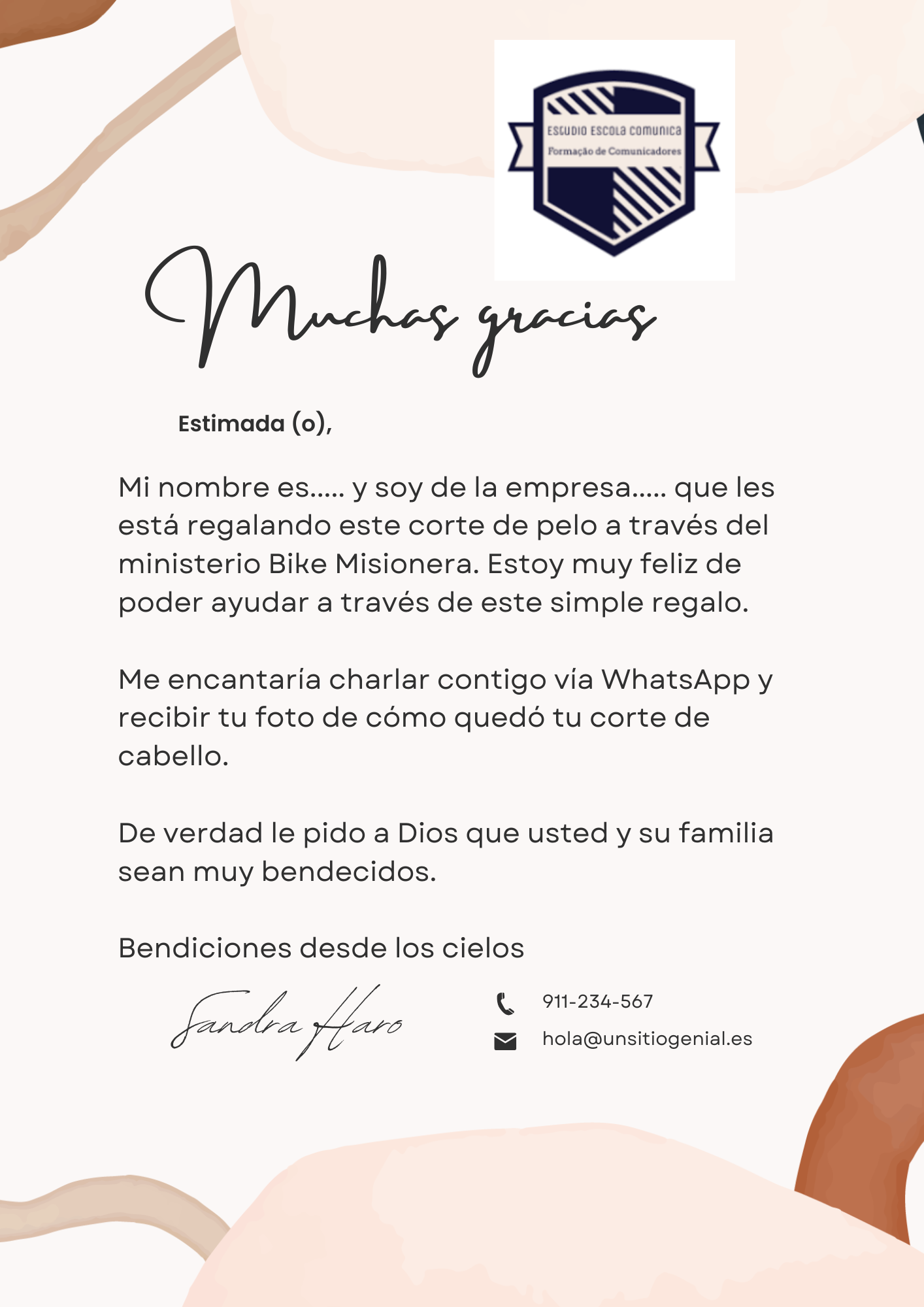 Carta Documento Agradecimiento Cliente Orgánica Delicada Sencilla Acuarelas Marrón y Beis Carta Documento Agradecimiento Cliente Orgánica Delicada Sencilla Acuarelas Marrón y Beis